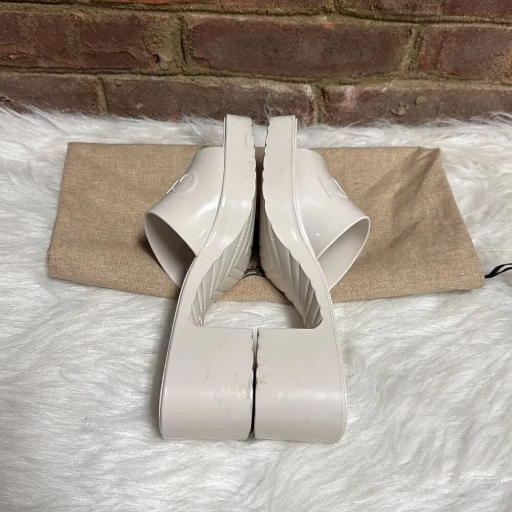 Gucci Women’s Nude Rubber Block Heel Slides Size 39